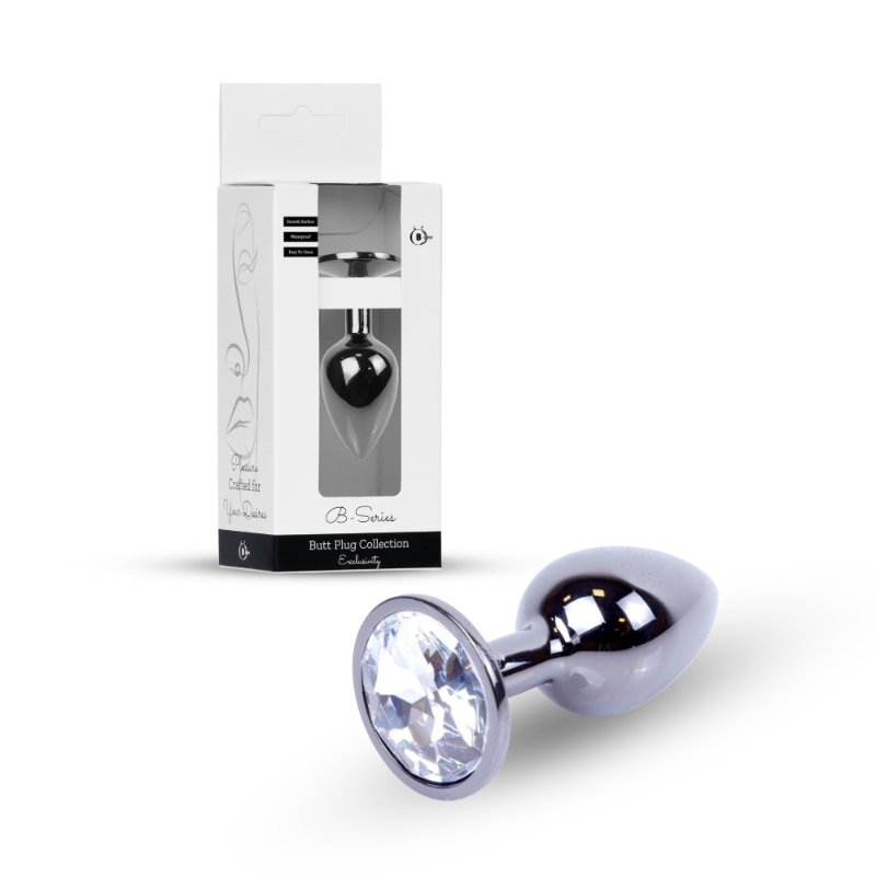 Анальна пробка - Jewellery Dark Silver Plug Clear - зображення 1