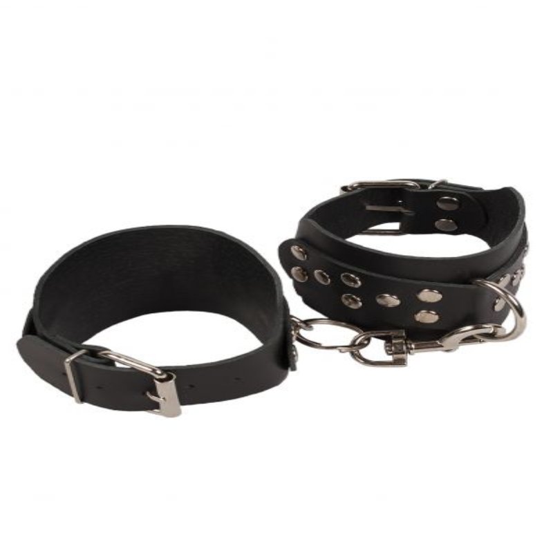Кайдани на щиколотки Leather Leg Cuffs Black - зображення 1