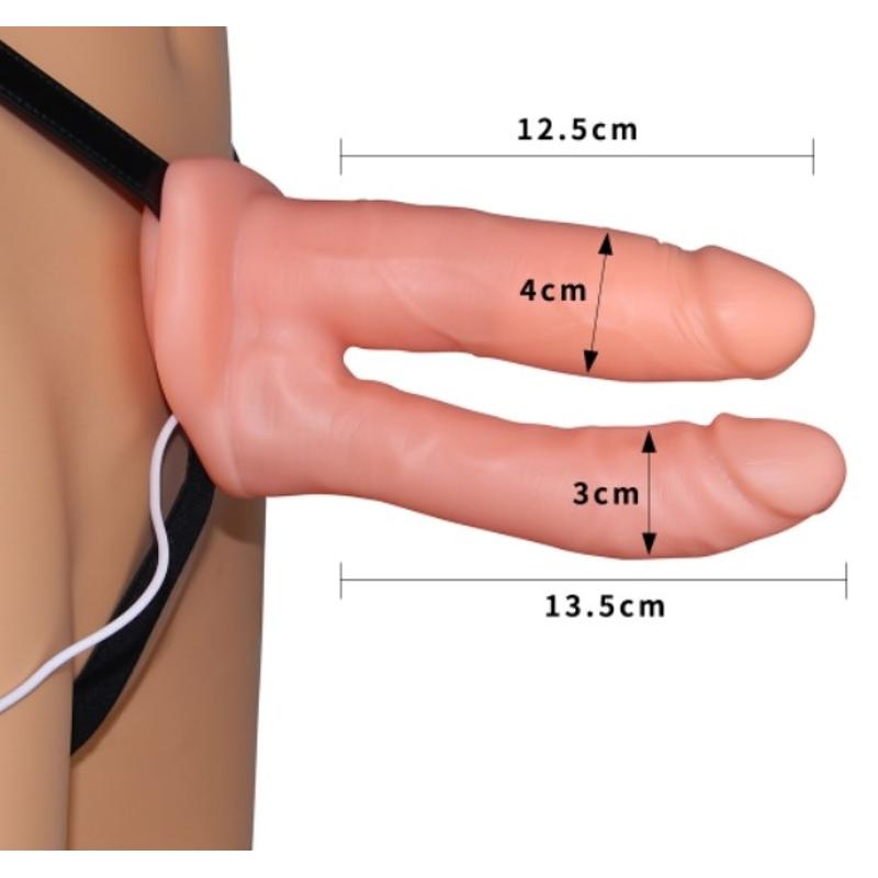 Страпон для подвійного проникнення - Vibrating Unisex Hollow Double Penetration 6"