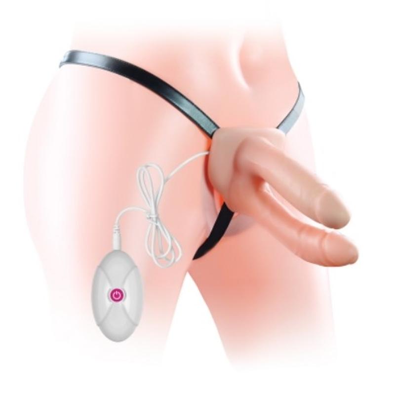 Страпон для подвійного проникнення - Vibrating Unisex Hollow Double Penetration 6"