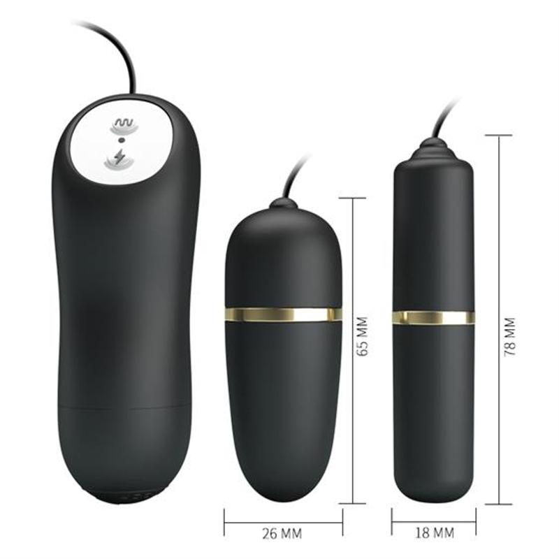 Віброяйце з вібропулею - Pretty Love Electric Stimulation Double Vibro-Bullets Black