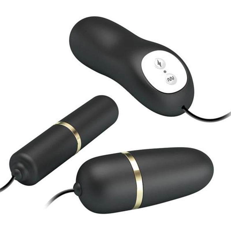 Віброяйце з вібропулею - Pretty Love Electric Stimulation Double Vibro-Bullets Black