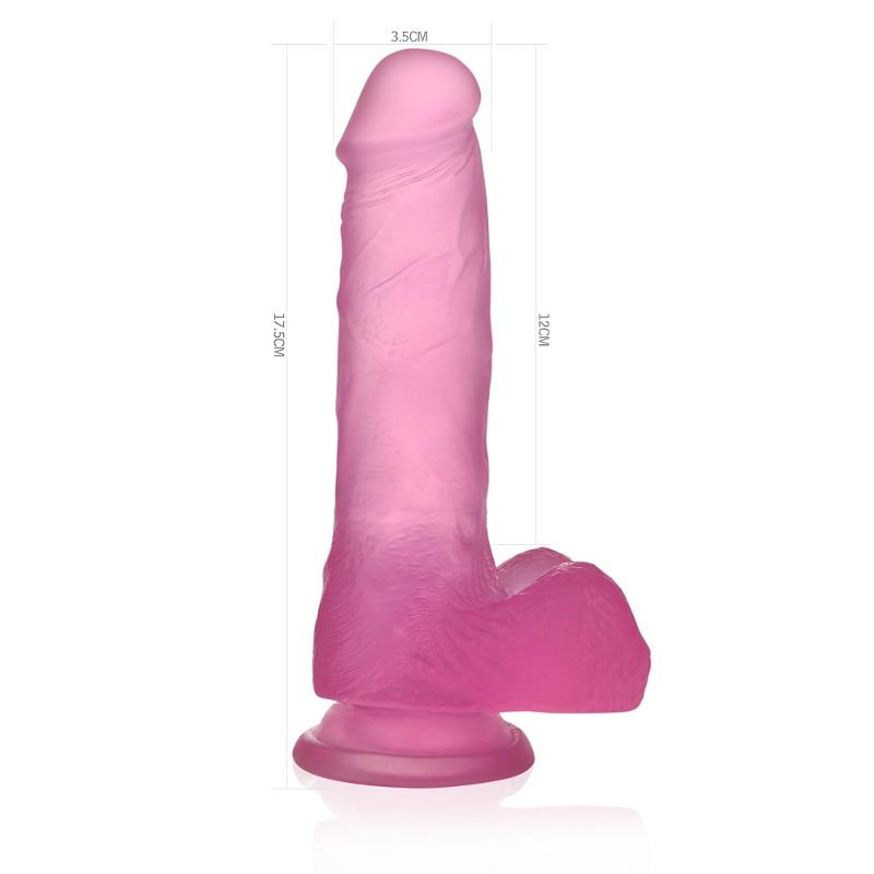 Фалоімітатор з мошонкою - Jelly Studs Crystal Dildo Medium 7" Pink