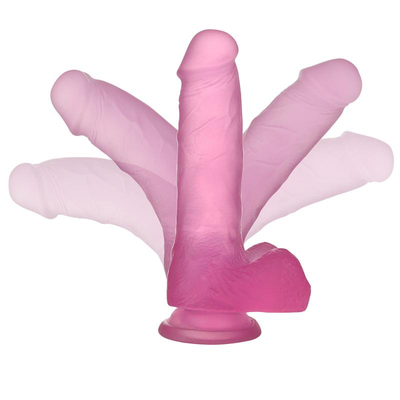 Фалоімітатор з мошонкою - Jelly Studs Crystal Dildo Medium 7" Pink