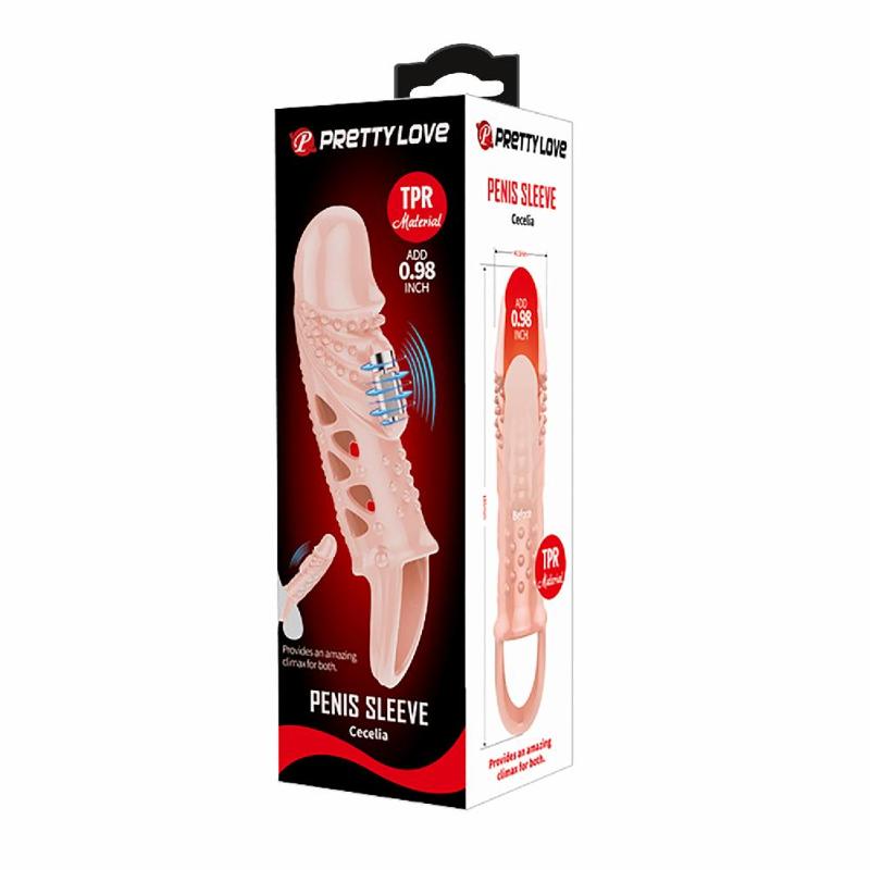 Насадка на член - Pretty Love Cecelia Vibrating Penis Sleeve Flesh