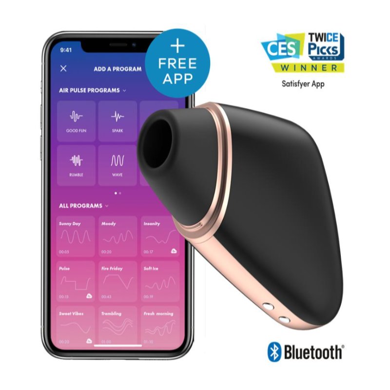 Вакуумний кліторальний вібратор - Satisfyer Love Triangle Black (App) - зображення 1