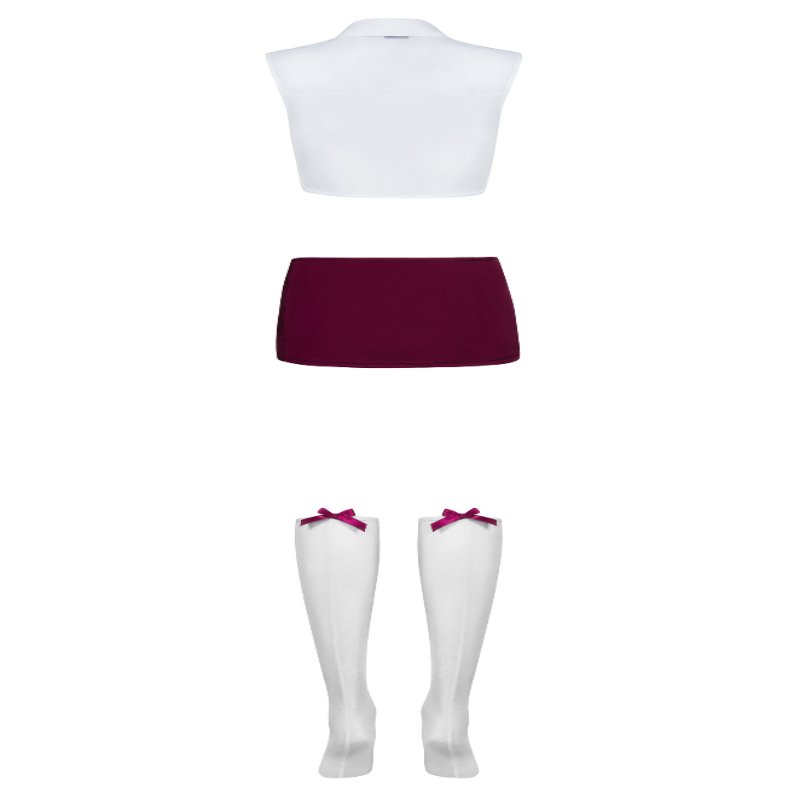 Рольовий костюм - Obsessive Student Set White/Burgundy L/XL