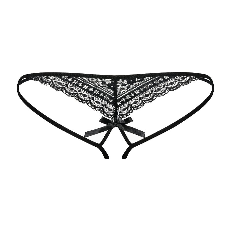Жіночі стрінги - Obsessive Picantina Crotchless Thong Black L/XL
