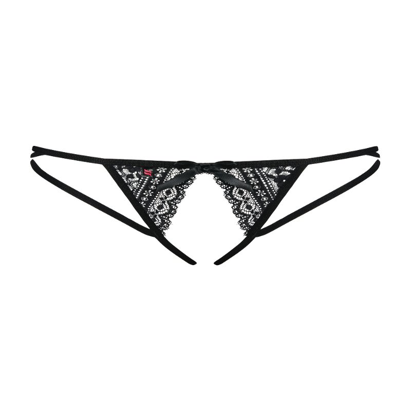 Жіночі стрінги - Obsessive Picantina Crotchless Thong Black L/XL