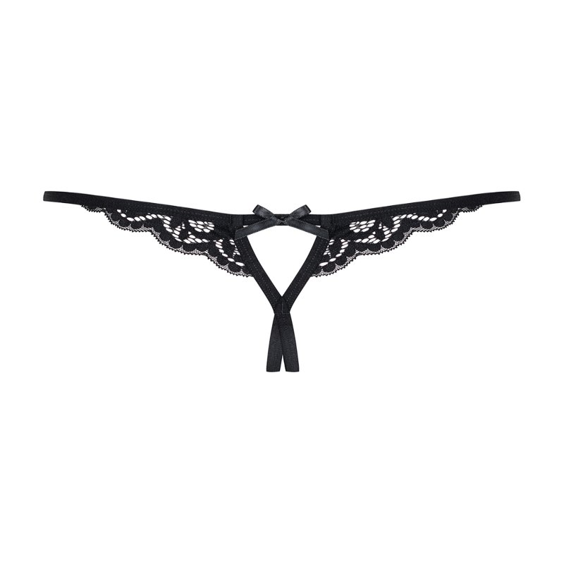 Жіночі стрінги - Obsessive 831-THC-1 Crotchless Thong Black L/XL