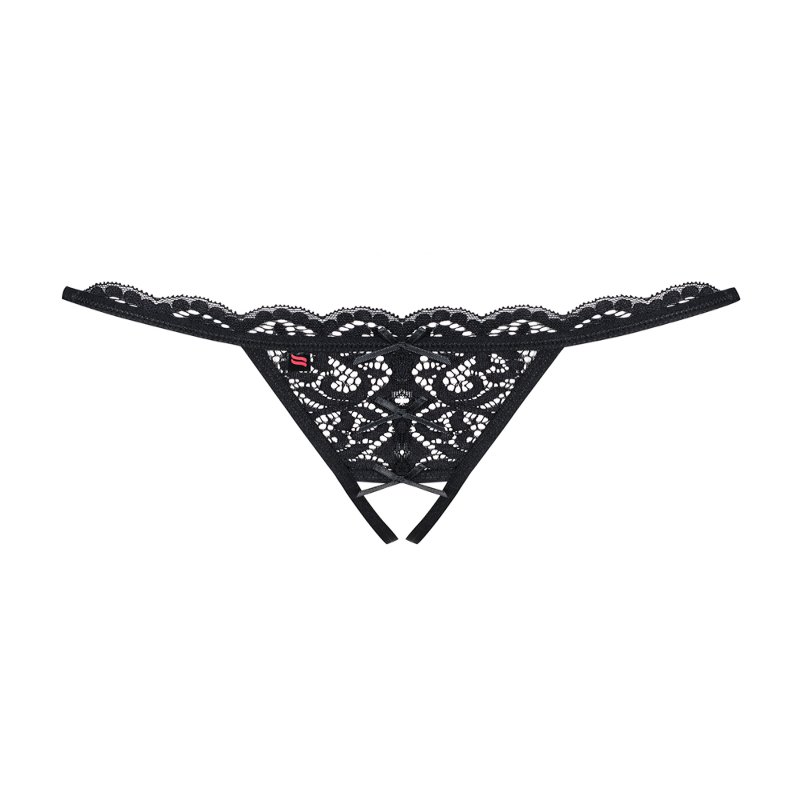 Жіночі стрінги - Obsessive 831-THC-1 Crotchless Thong Black L/XL