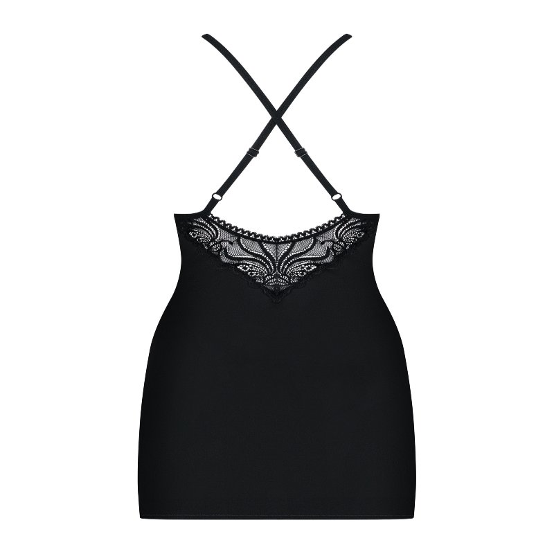 Пеньюар - Obsessive 828-CHE-1 Chemise & Thong Black L/XL