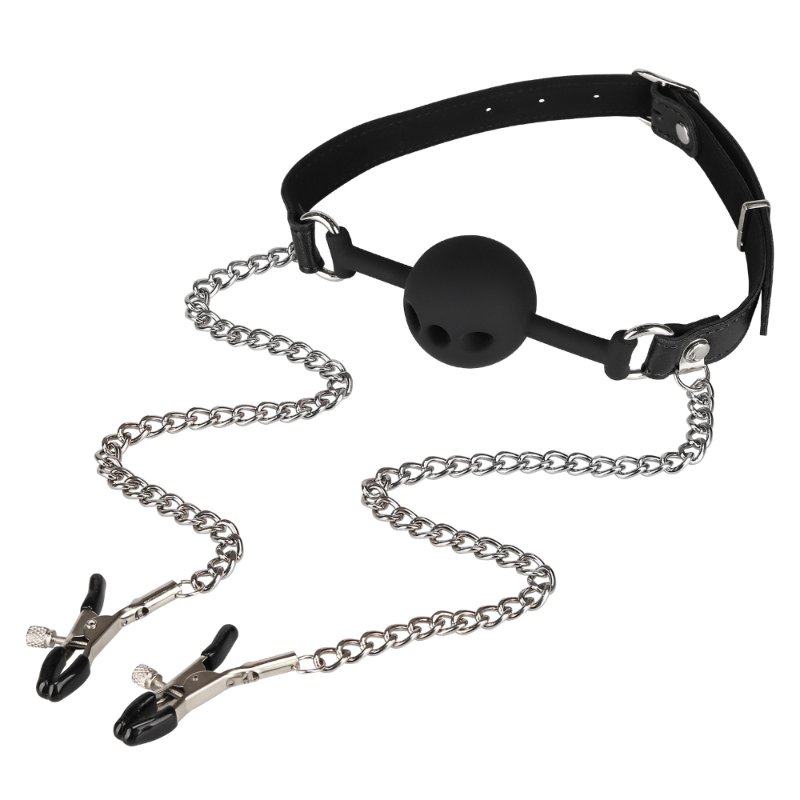 Набір БДСМ - Erospace Wild Play Mouth Gag With Nipple Clamps C15