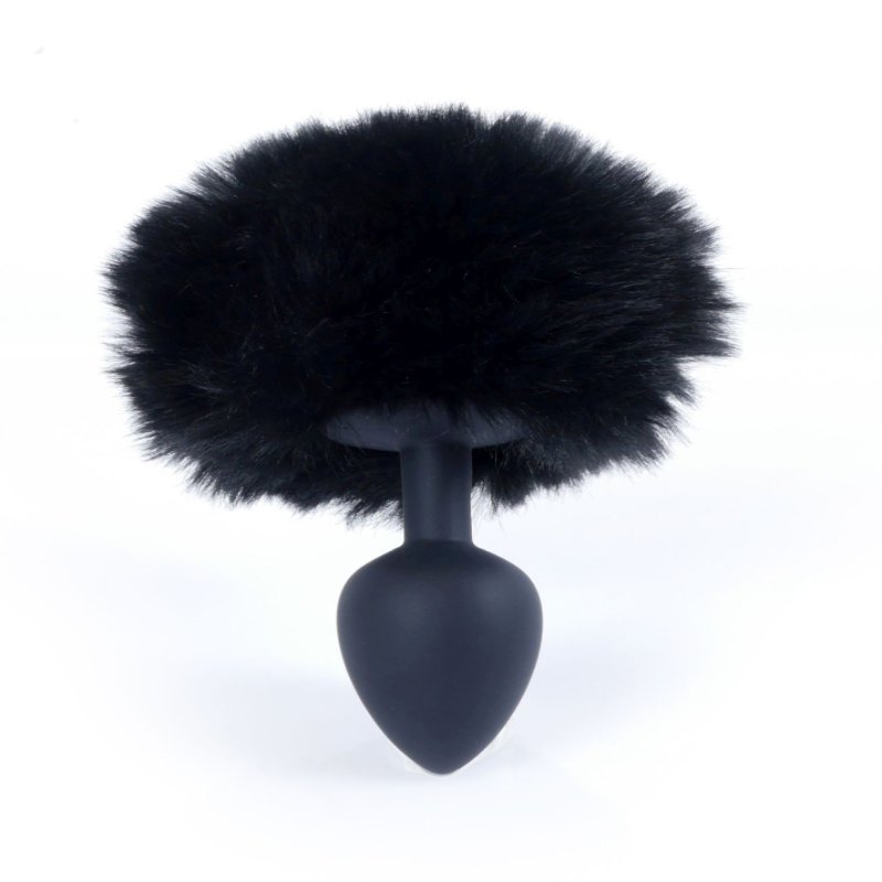 Анальна пробка - Bunny Tail Silicone Black Plug Black