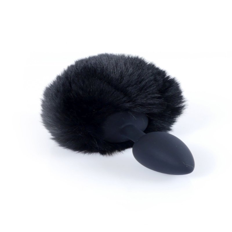 Анальна пробка - Bunny Tail Silicone Black Plug Black