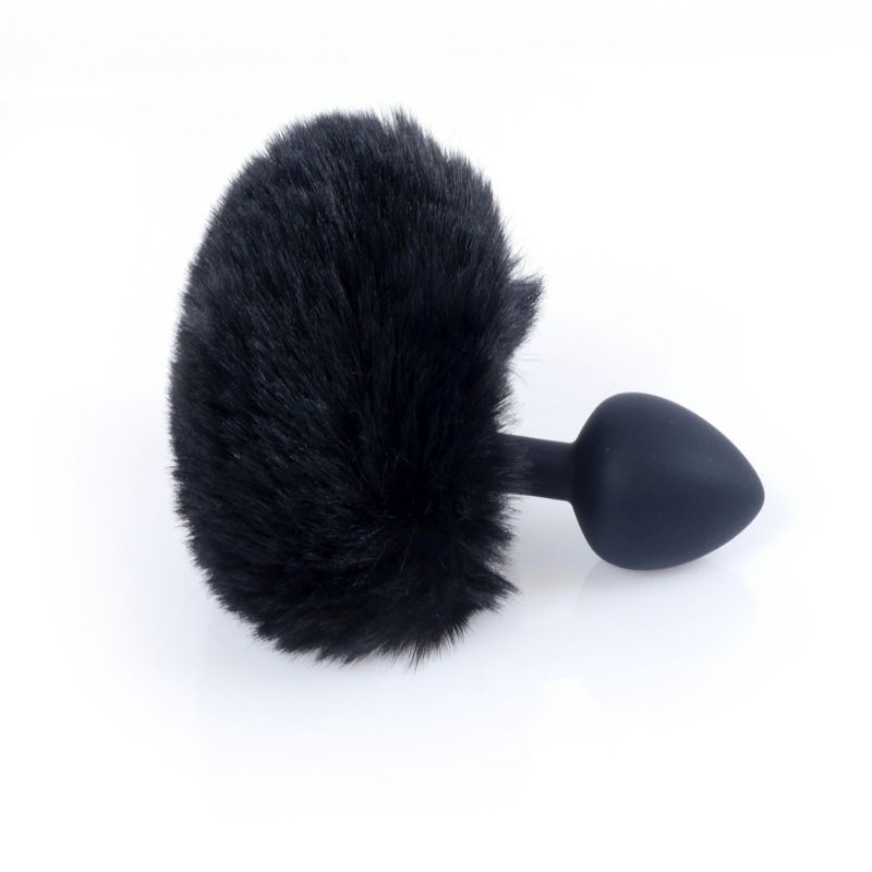 Анальна пробка - Bunny Tail Silicone Black Plug Black