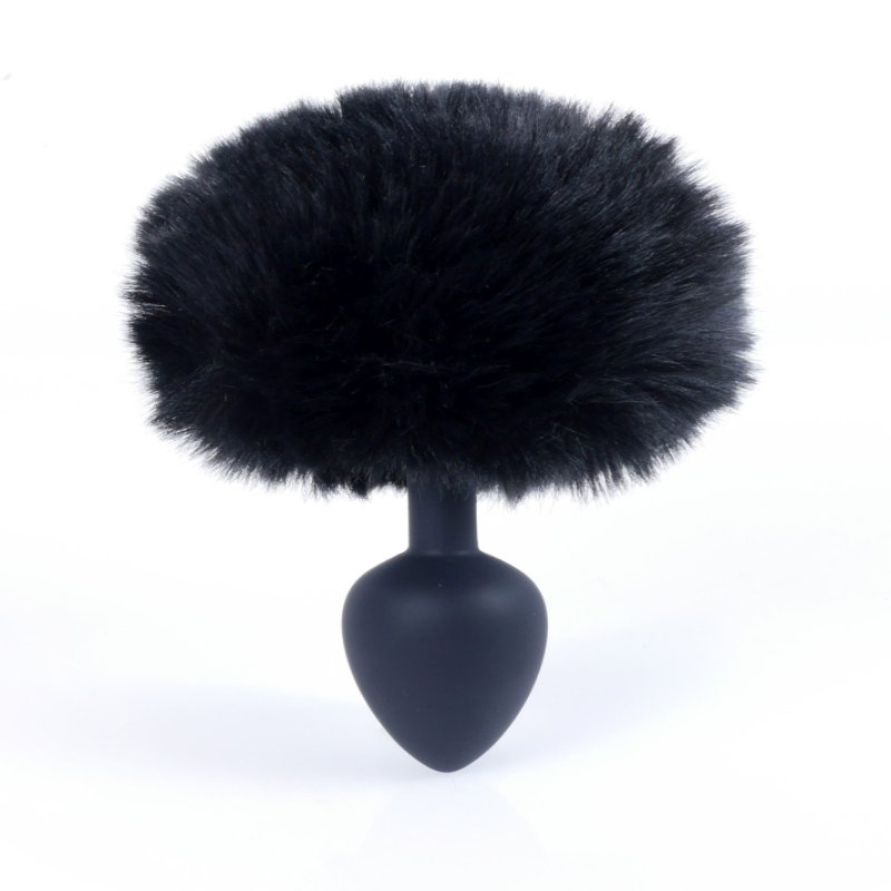 Анальна пробка - Bunny Tail Silicone Black Plug Black