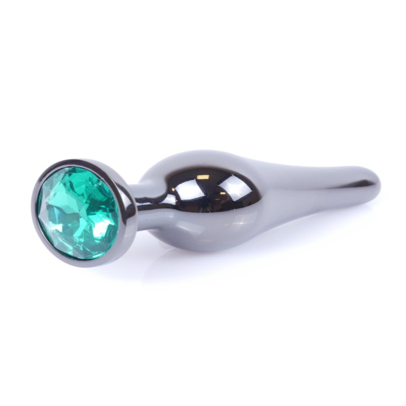 Анальна пробка - Jewellery Dark Silver BUTT PLUG- Green