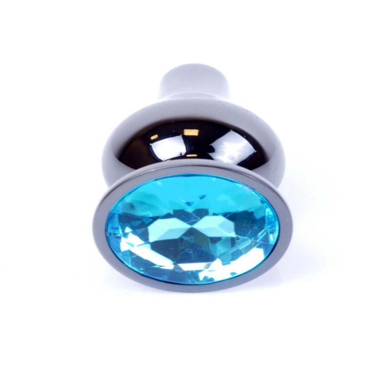 Анальна пробка - Jewellery Dark Silver Long Plug Light Blue