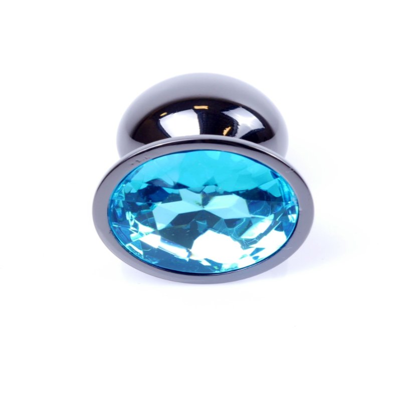 Анальна пробка - Jewellery Dark Silver PLUG- Light Blue