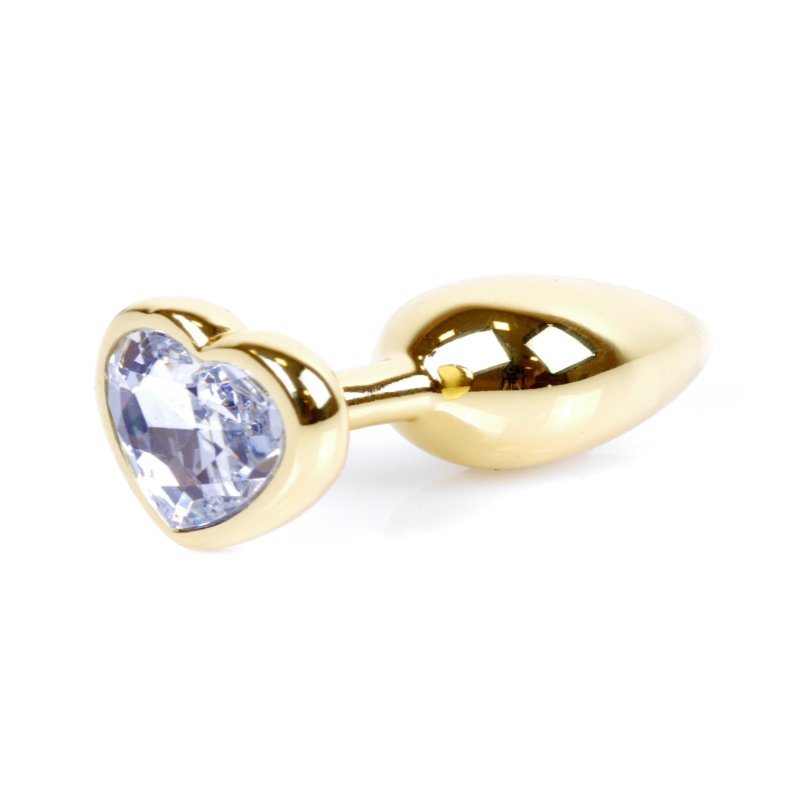 Анальна пробка - Jewellery Gold Heart Plug Clear