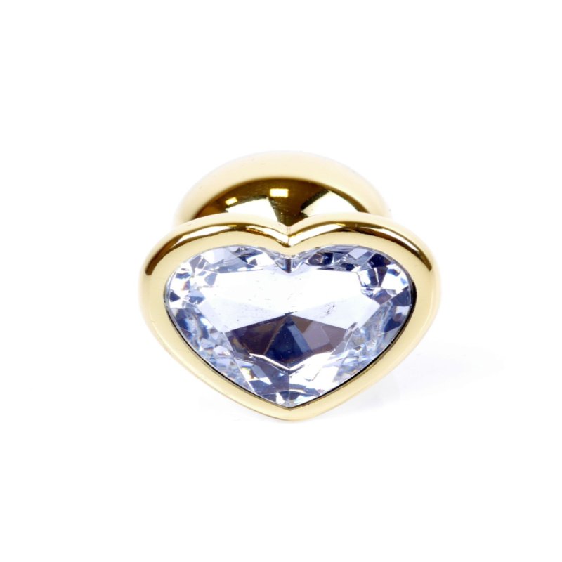 Анальна пробка - Jewellery Gold Heart Plug Clear