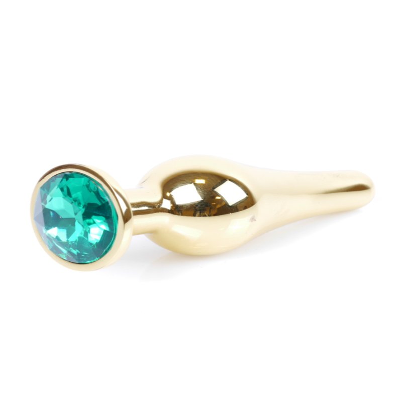 Анальна пробка - Jewellery Gold Long Plug Green