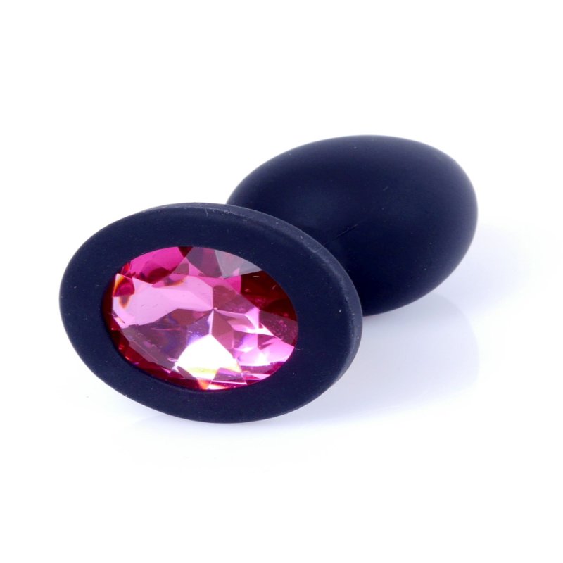 Анальна пробка - Jewellery Silicone Black Plug S Pink