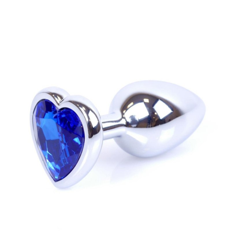 Анальна пробка - Jewellery Silver  Heart PLUG- Dark Blue