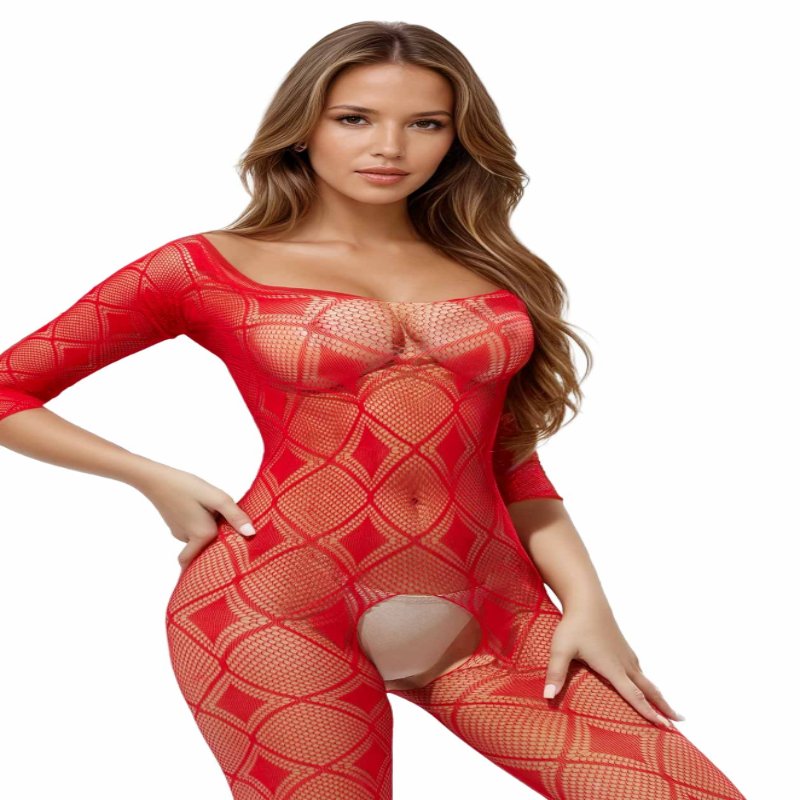 Бодістокінг - Bodystocking 2037, red - One Size