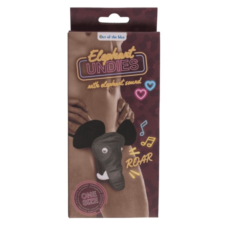 Чоловічі стрінги Слон зі звуком Elephant undies with elephant sound, black - one size