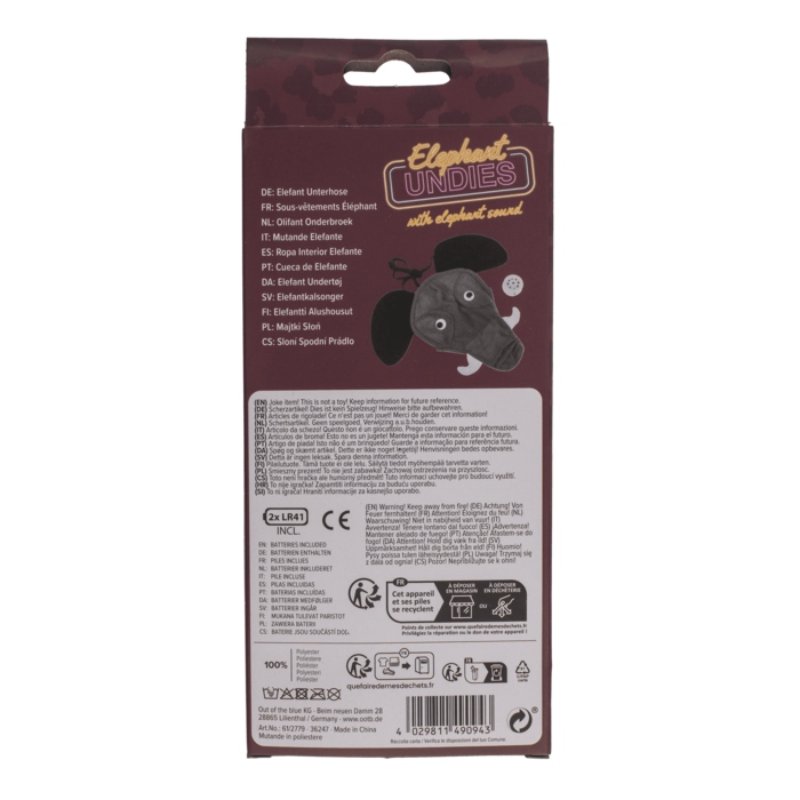 Чоловічі стрінги Слон зі звуком Elephant undies with elephant sound, black - one size