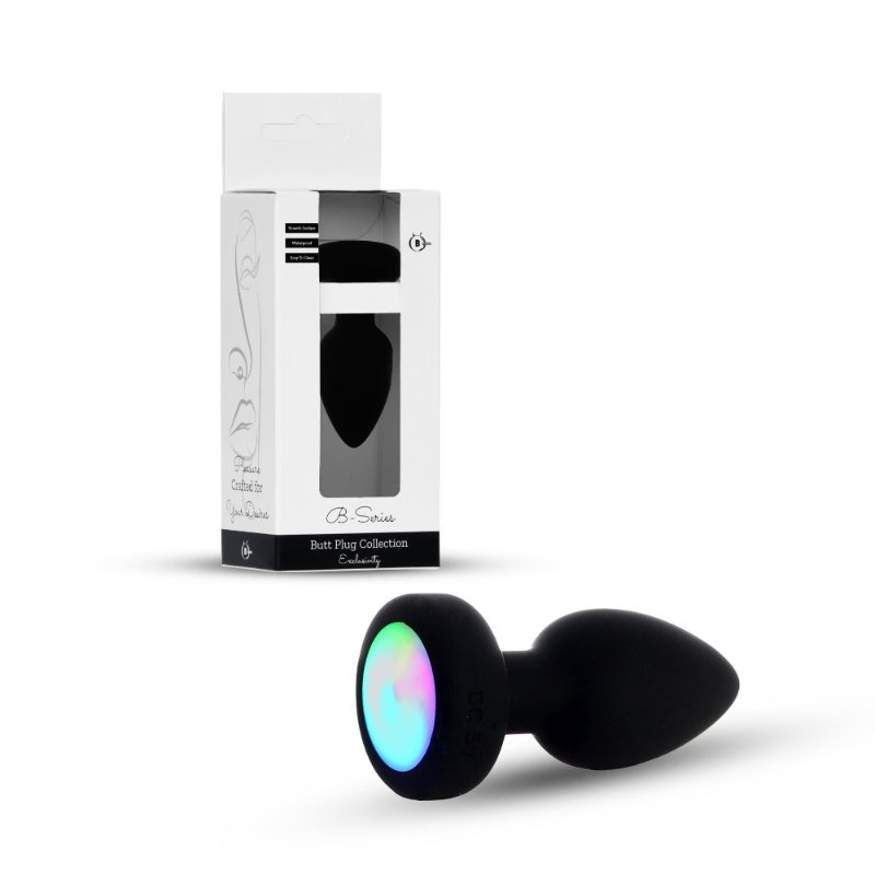 Анальна вібропробка - Silicone Black Plug Disco Flashlight - зображення 1