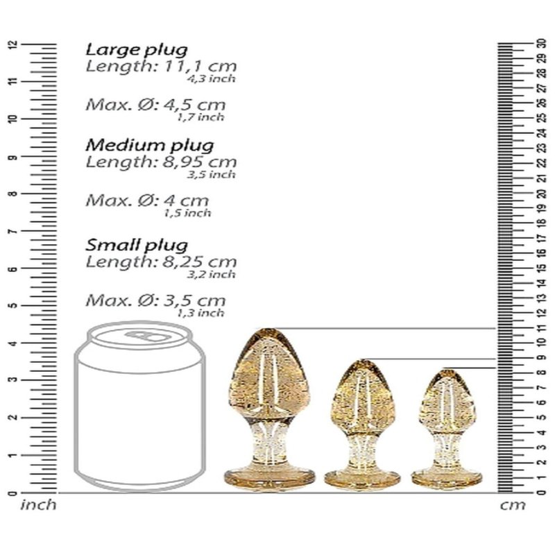 Набір анальних пробок - Ouch! Acrylic Golden Glitter Butt Plug Set