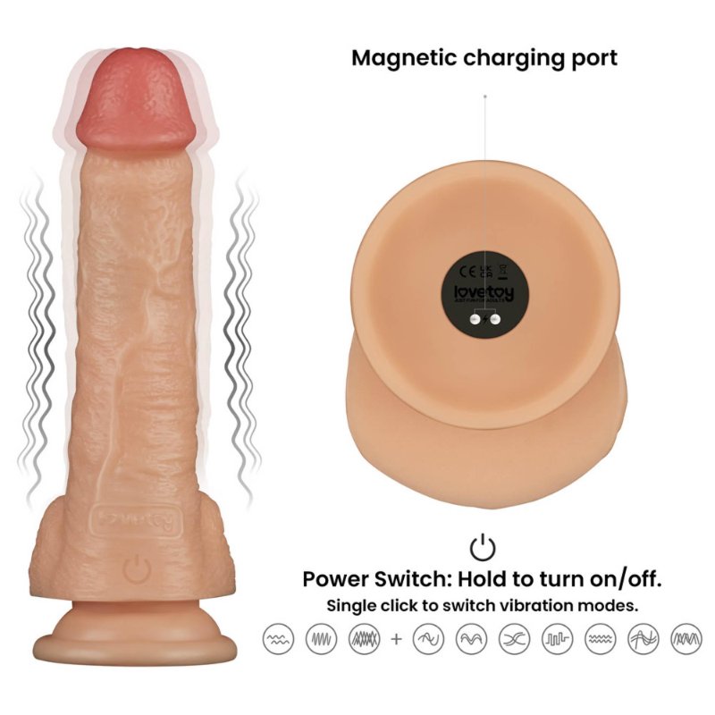 Реалістичний вібратор - Vibrating Power Basics Cock 8"