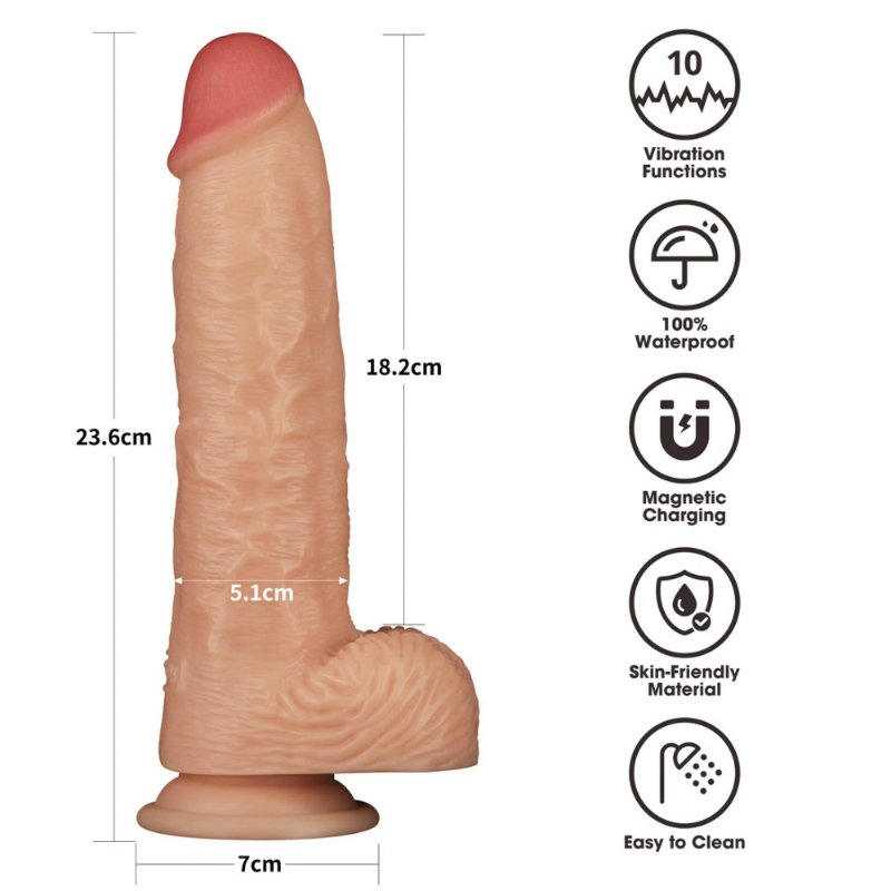 Реалістичний вібратор - Vibrating Power Basics Cock 9.5"
