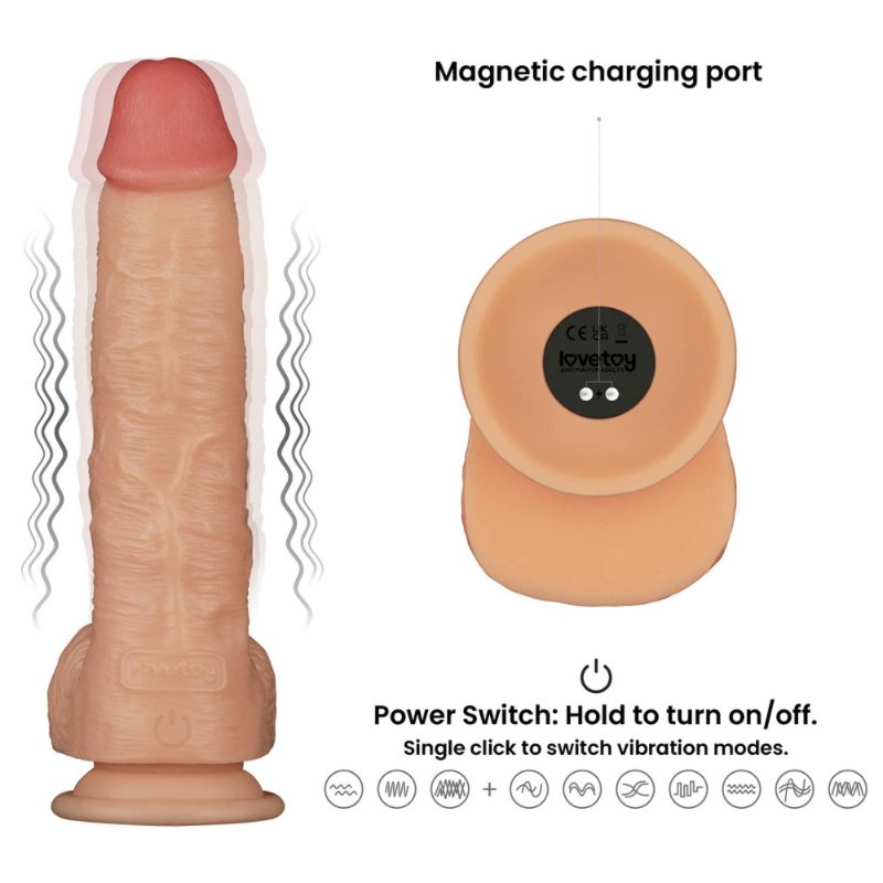 Реалістичний вібратор - Vibrating Power Basics Cock 9.5"