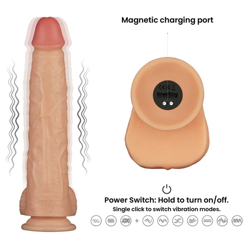 Реалістичний вібратор - Vibrating Power Basics Cock 11"