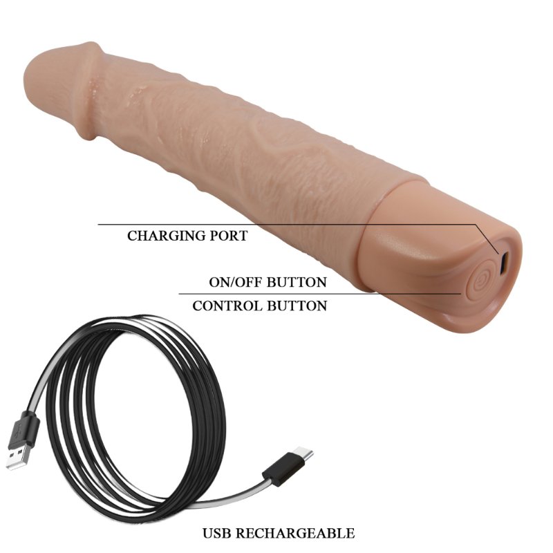 Реалістичний вібратор - Pretty Love Leander Realistic Vibrating Dildo Flesh