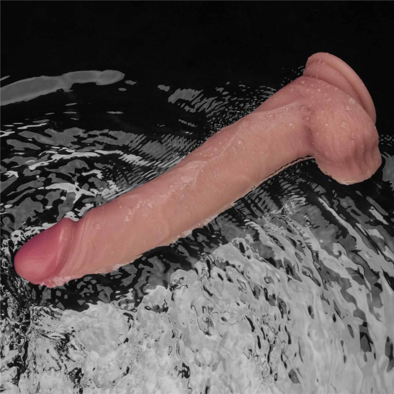 Реалістичний вібратор - Vibrating Sliding Skin Pro II Dual Layer Silicone Dong 10" Flesh