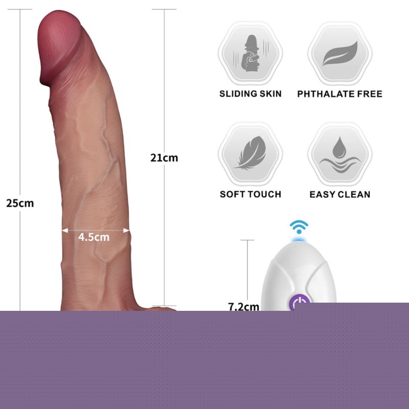 Реалістичний вібратор - Vibrating Sliding Skin Pro II Dual Layer Silicone Dong 10" Flesh