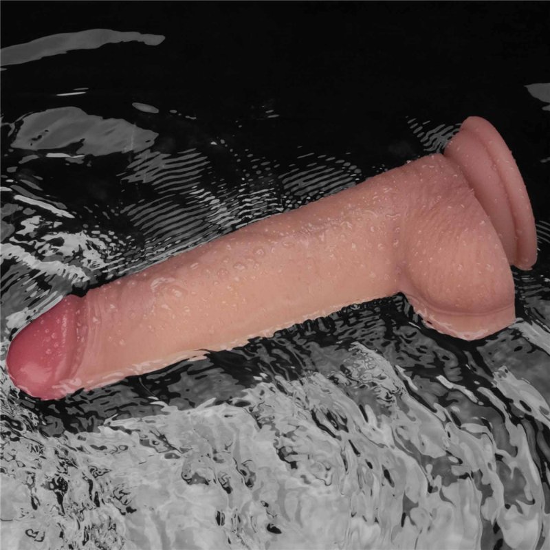 Реалістичний вібратор - Vibrating Sliding Skin Pro II Dual Layer Silicone Dong 8.5" Flesh