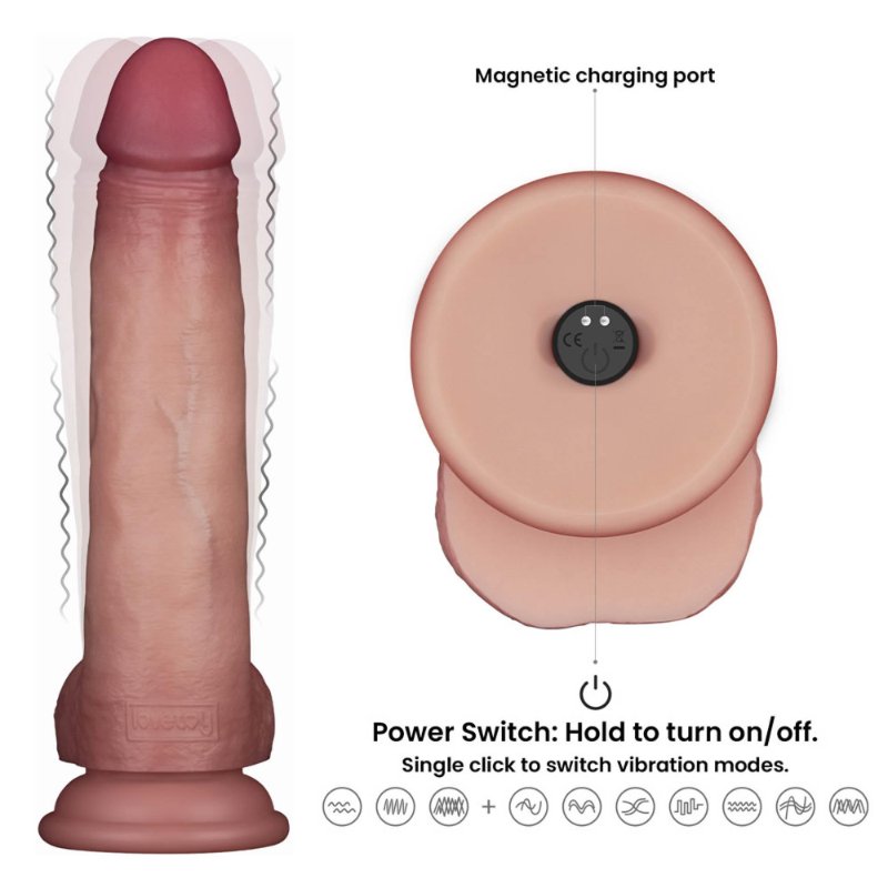 Реалістичний вібратор - Vibrating Sliding Skin Pro II Dual Layer Silicone Dong 8.5" Flesh