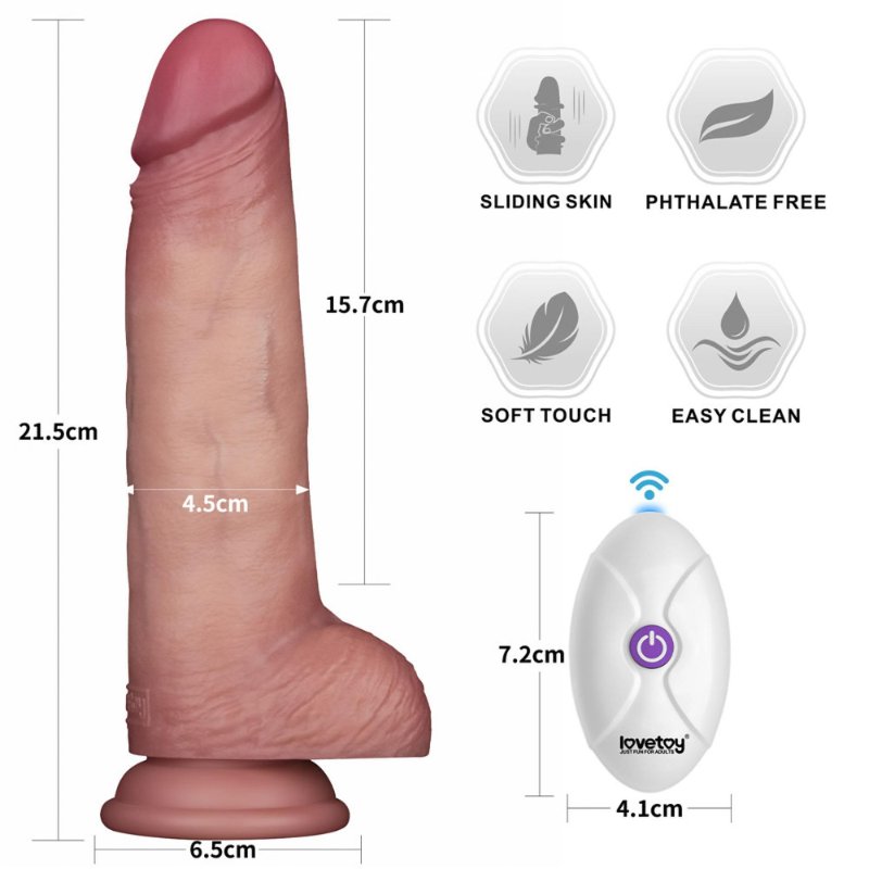 Реалістичний вібратор - Vibrating Sliding Skin Pro II Dual Layer Silicone Dong 8.5" Flesh