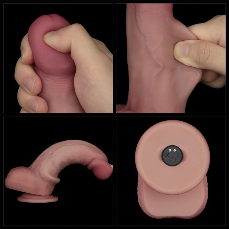 Реалістичний вібратор - Vibrating Sliding Skin Pro II Dual Layer Silicone Dong 8" Flesh