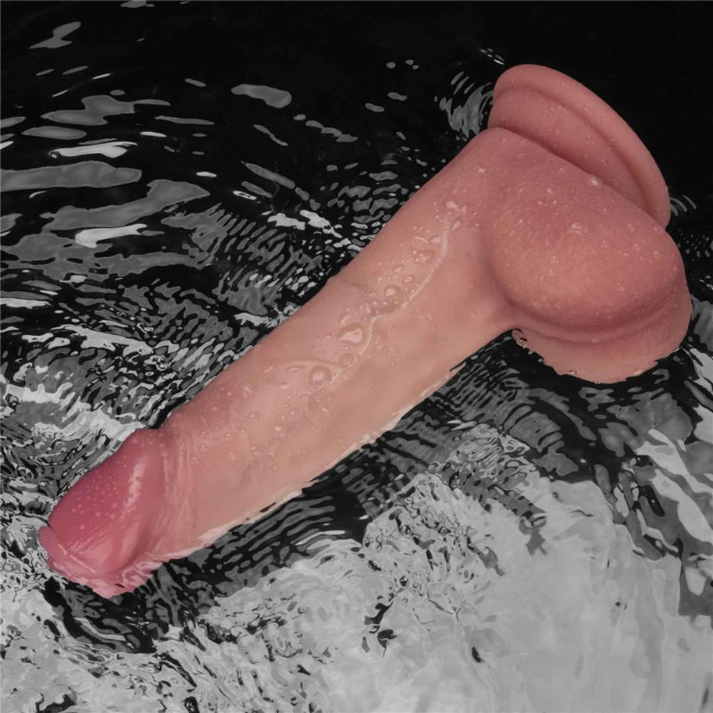 Реалістичний вібратор - Vibrating Sliding Skin Pro II Dual Layer Silicone Dong 8" Flesh