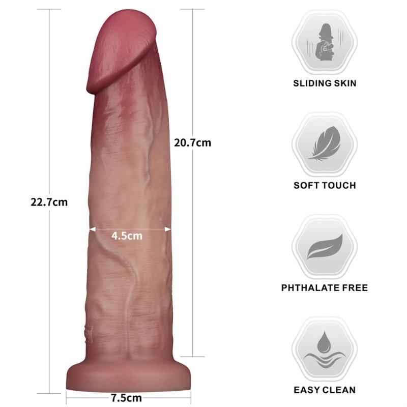 Фалоімітатор - Sliding Skin Pro II Dual Layer Silicone Dong 9" Flesh
