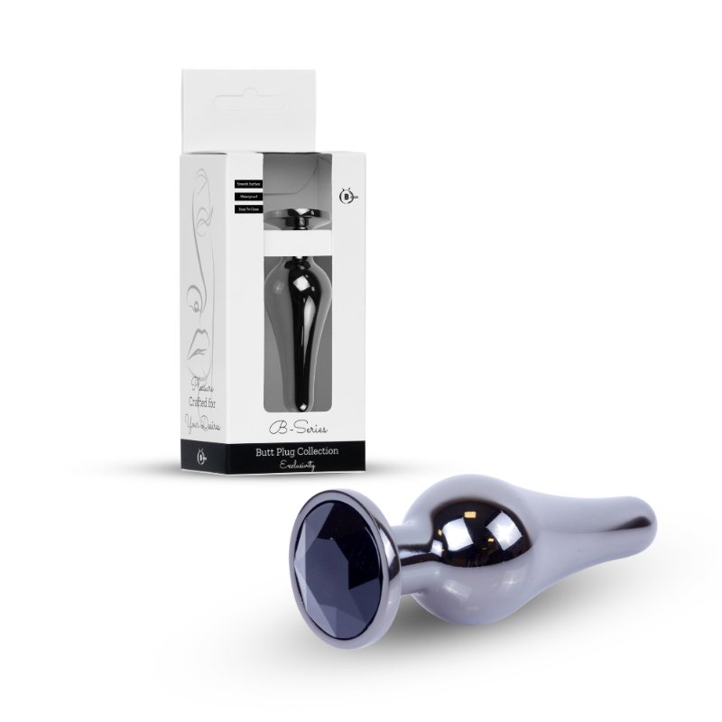 Анальна пробка - Jewellery Dark Silver BUTT PLUG- Black - зображення 1