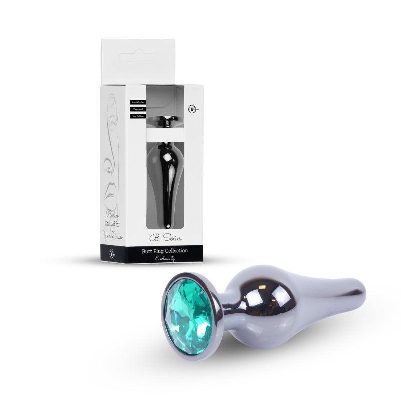 Анальна пробка - Jewellery Dark Silver BUTT PLUG- Green - зображення 1