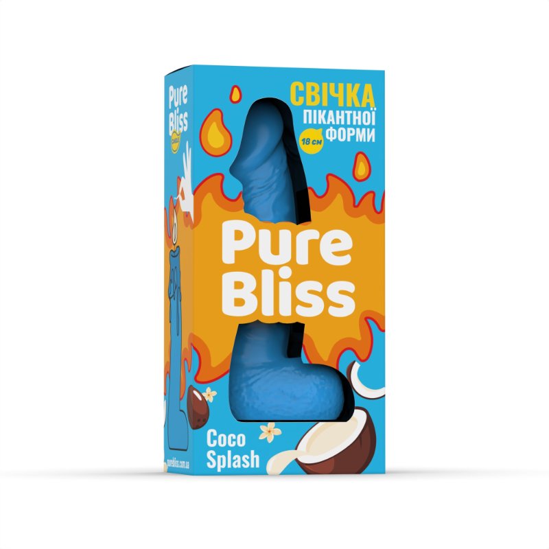 Свічка член Pure Bliss Coco Splash Blue, 18 см